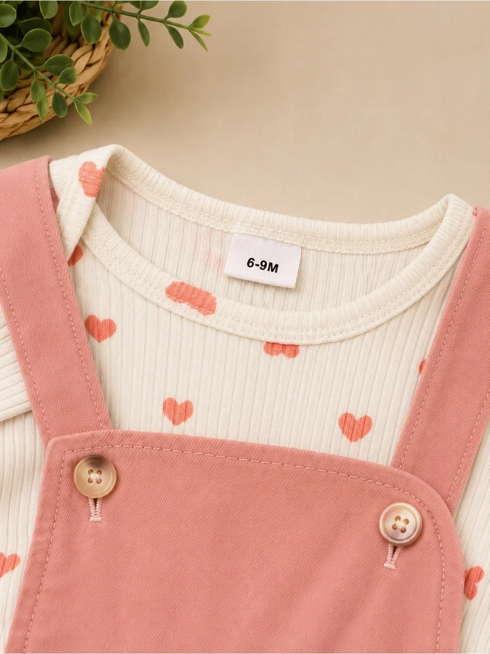Pink Suspender Dress with Heart Tee Set